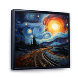 Blue Yellow Train Cosmic Rails - Train Canvas Wall Art