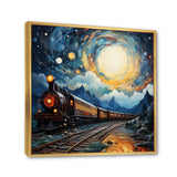 Yellow Blue Train Cosmic Rails - Train Canvas Wall Art