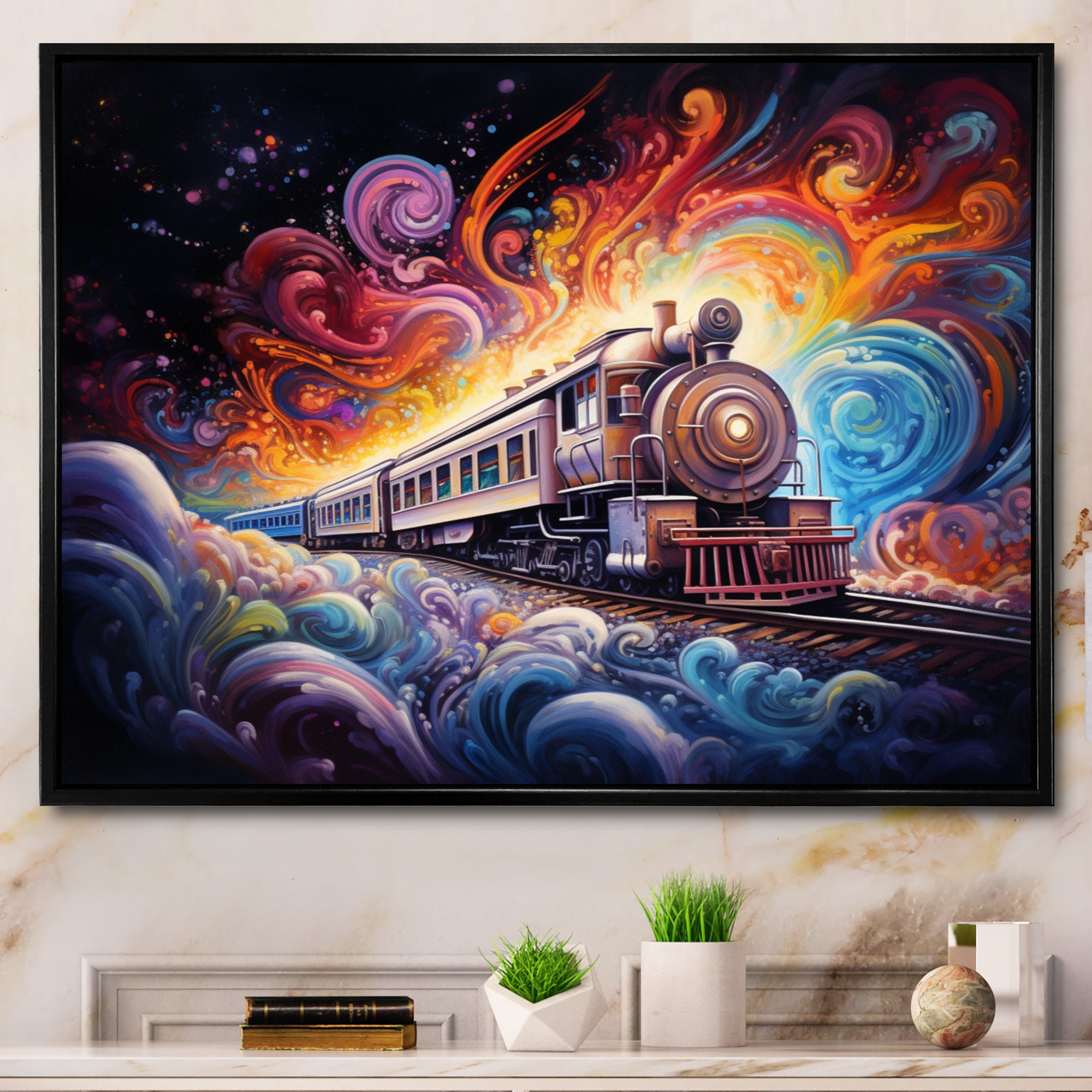 Cosmic Voyages An Abstract Train I - Train Canvas Wall Art
