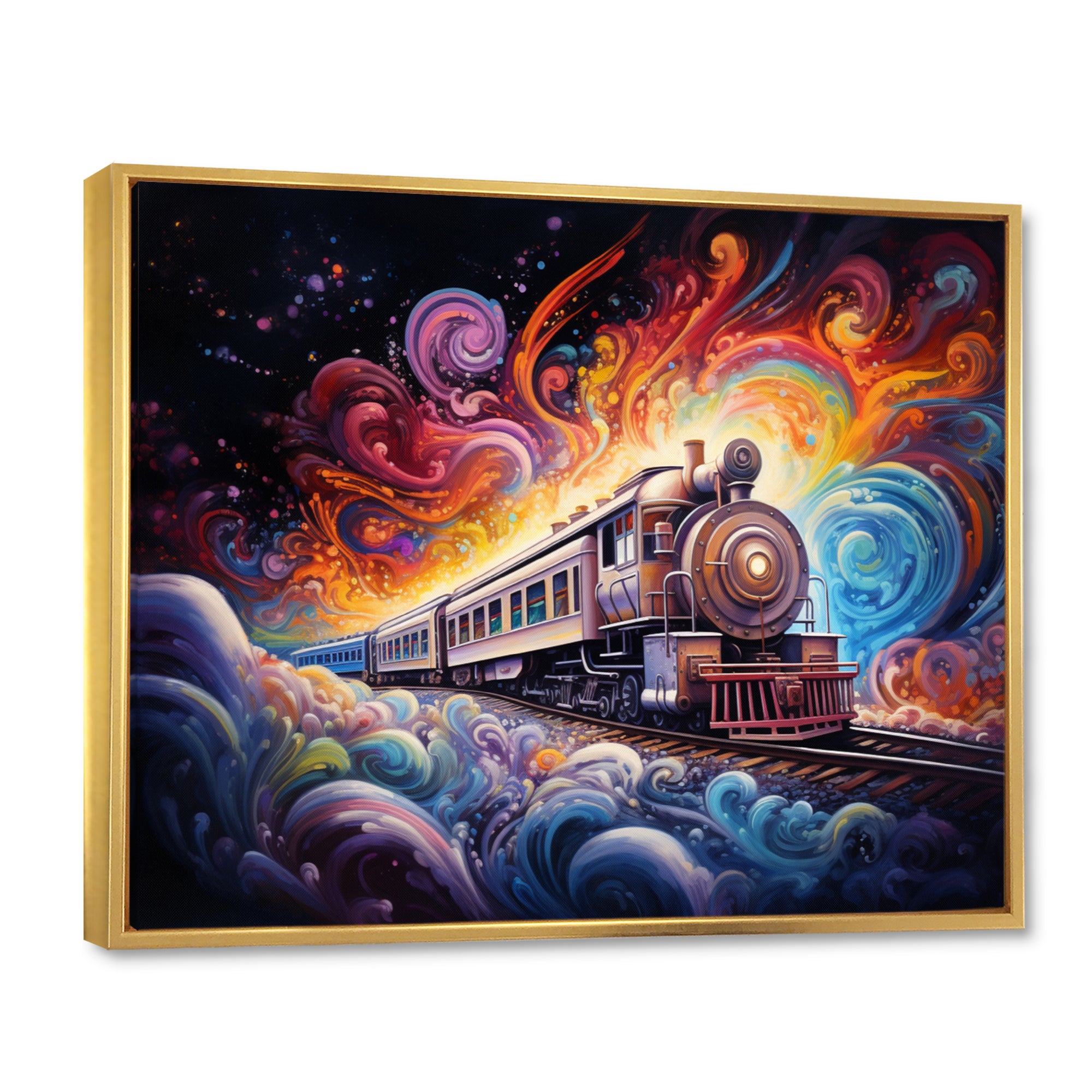 Cosmic Voyages An Abstract Train I - Train Canvas Wall Art