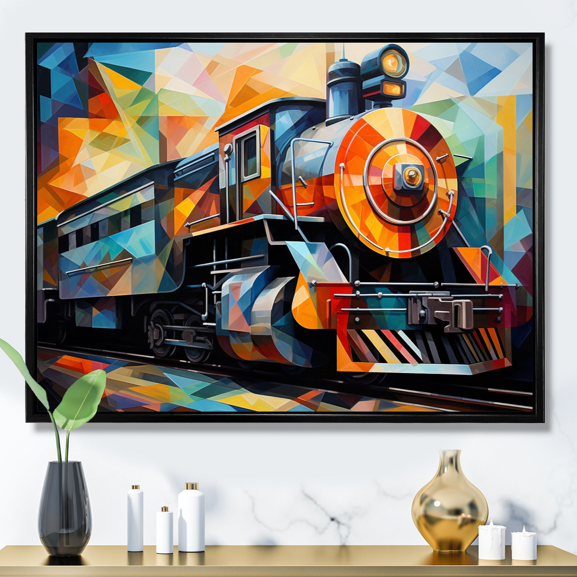 Abstract Train Cubist Expressions I - Train Canvas Wall Art