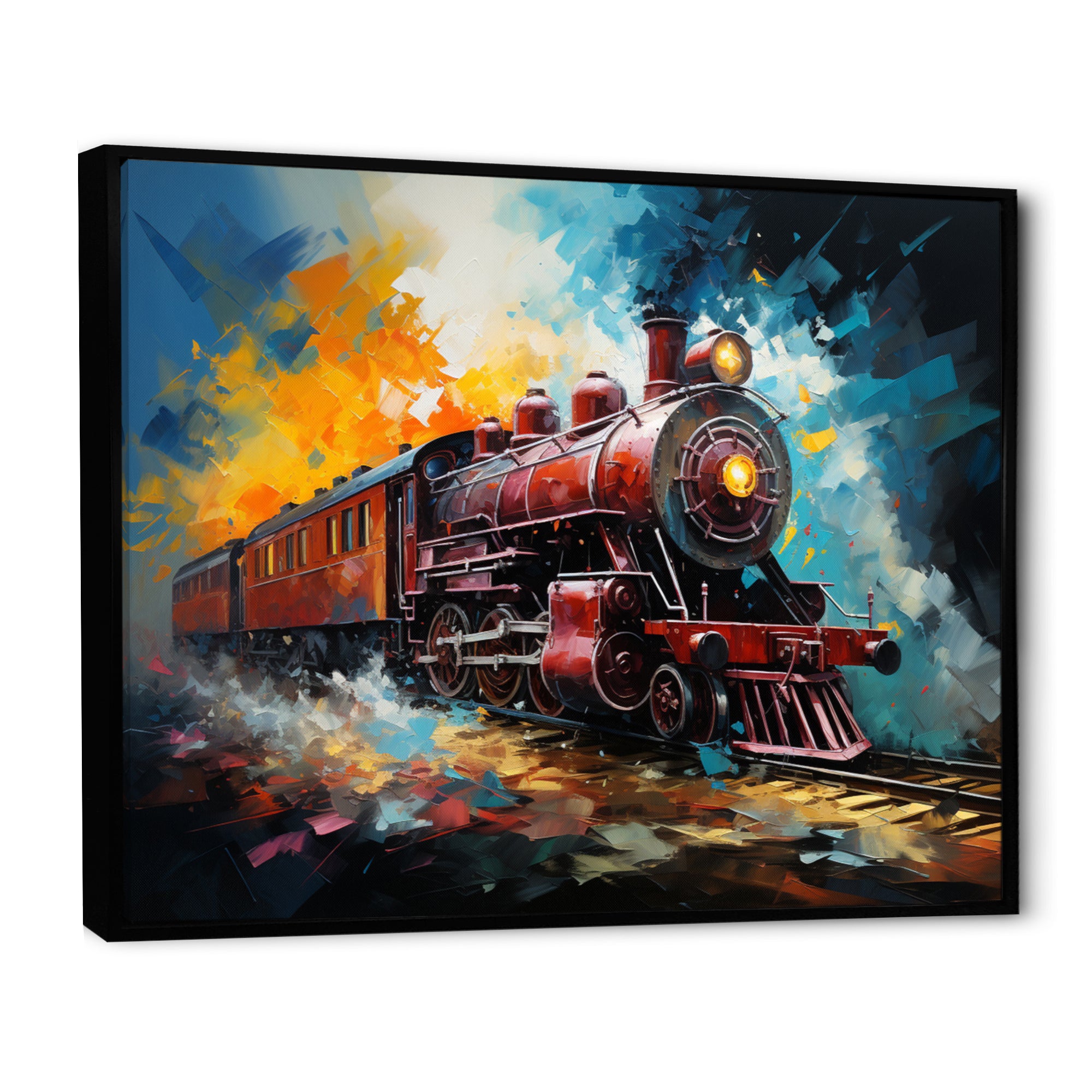 Train Dynamic Momentum Pointillism I - Train Canvas Wall Art