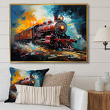 Train Dynamic Momentum Pointillism I - Train Canvas Wall Art