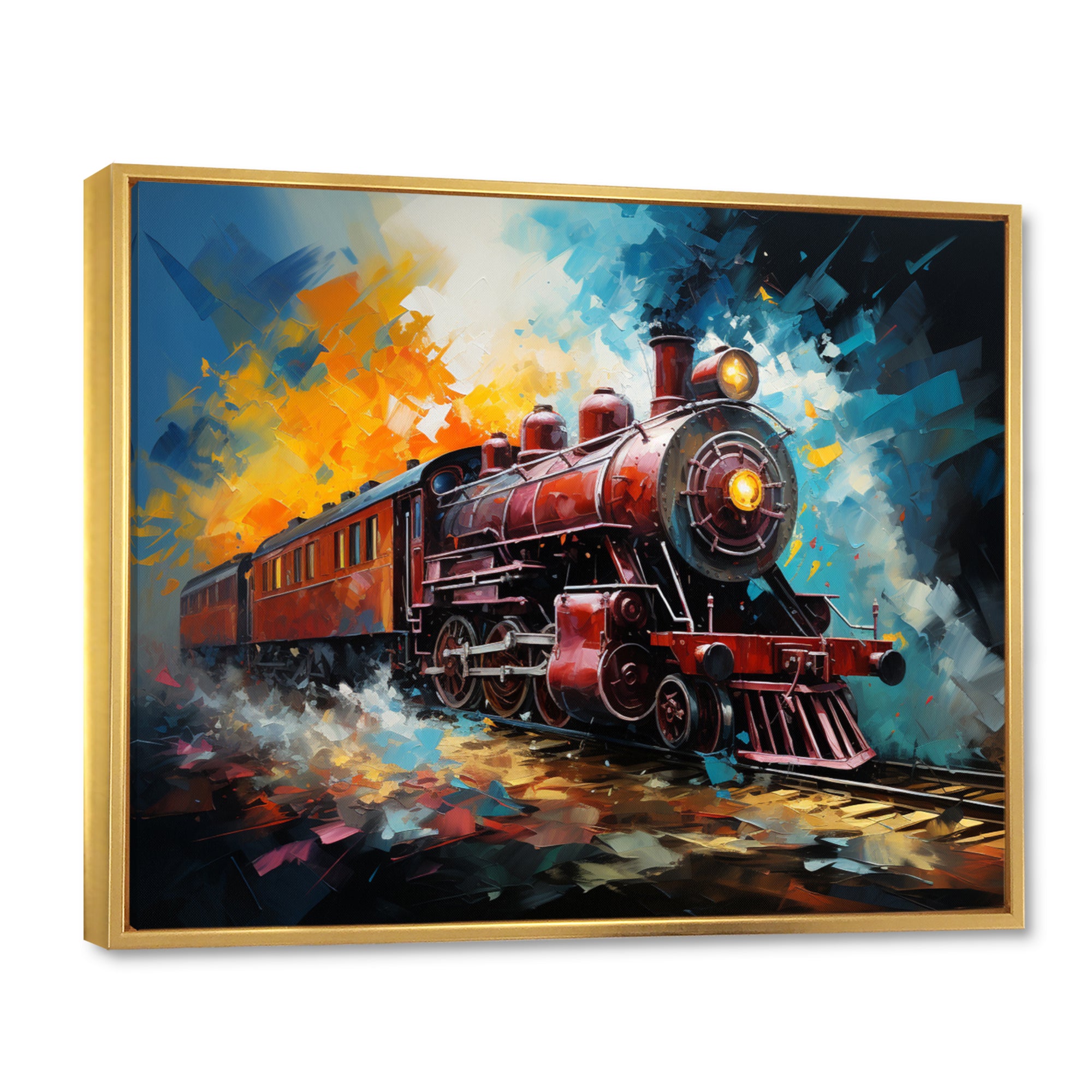 Train Dynamic Momentum Pointillism I - Train Canvas Wall Art