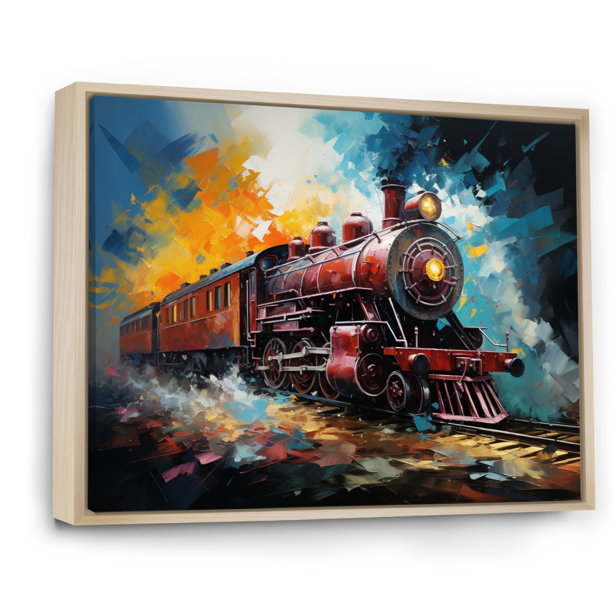 Train Dynamic Momentum Pointillism I - Train Canvas Wall Art