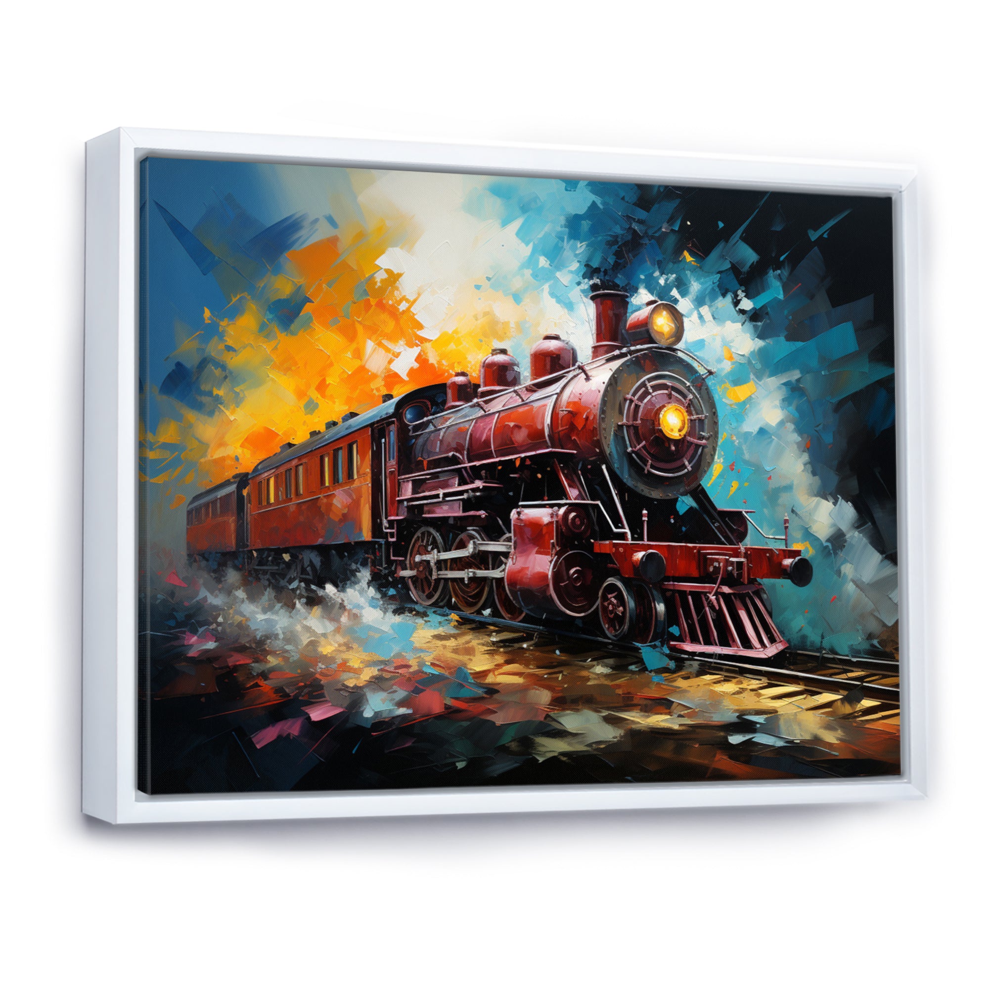 Train Dynamic Momentum Pointillism I - Train Canvas Wall Art