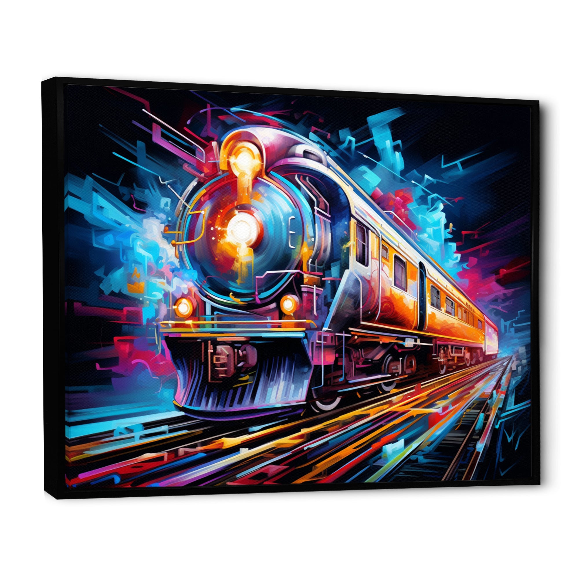 Abstract Train Electric Rhythms - Train Canvas Wall Art