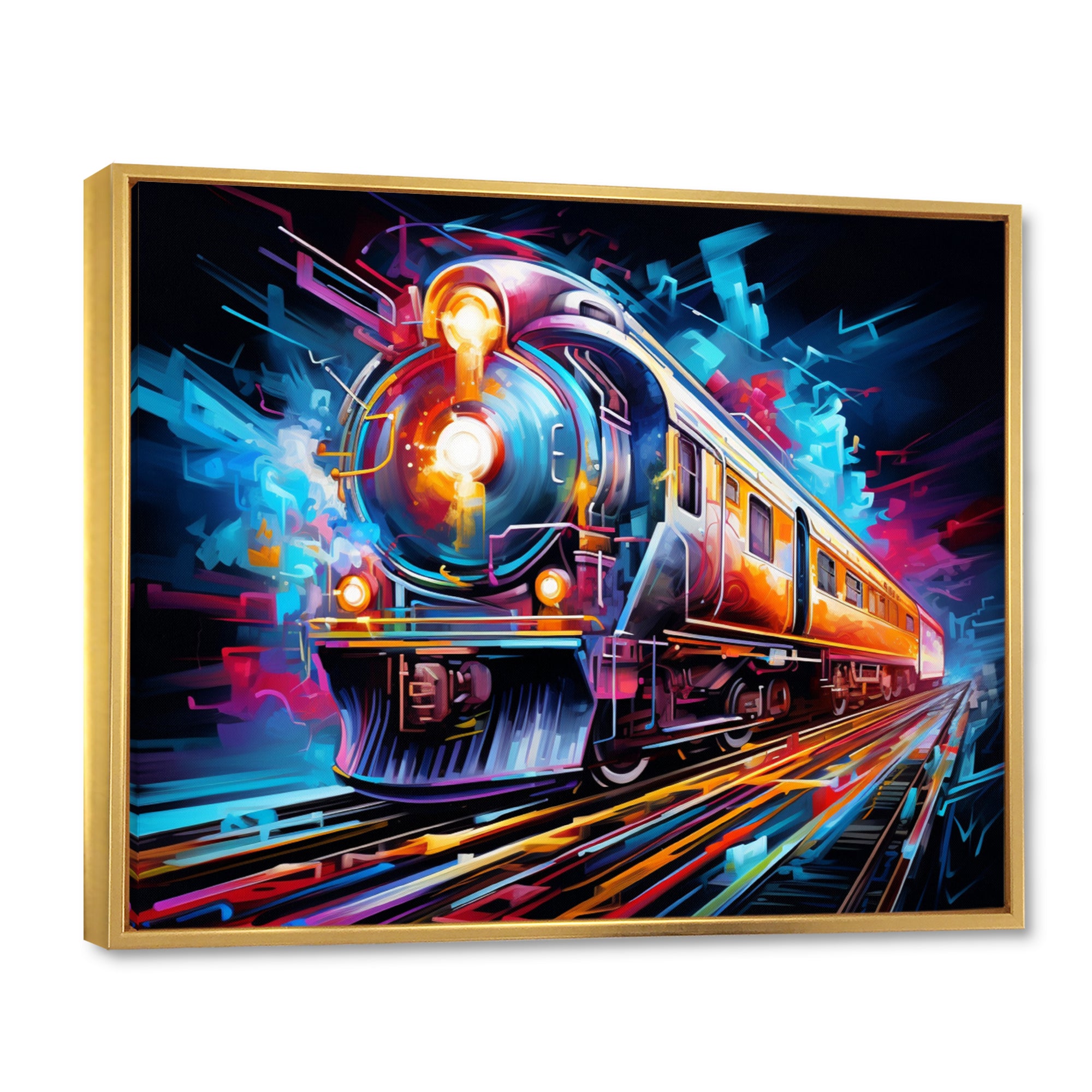 Abstract Train Electric Rhythms - Train Canvas Wall Art