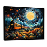 Yellow Train Enchanted Journey Pointillism - Train Canvas Wall Art