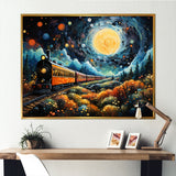 Yellow Train Enchanted Journey Pointillism - Train Canvas Wall Art