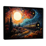 Train Enchanted Journey Pointillism - Train Canvas Wall Art