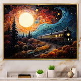 Train Enchanted Journey Pointillism - Train Canvas Wall Art
