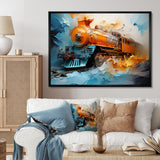 Abstract Orange Train Fluid Motion - Train Canvas Wall Art