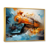 Abstract Orange Train Fluid Motion - Train Canvas Wall Art