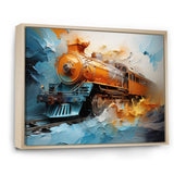 Abstract Orange Train Fluid Motion - Train Canvas Wall Art