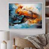 Abstract Orange Train Fluid Motion - Train Canvas Wall Art