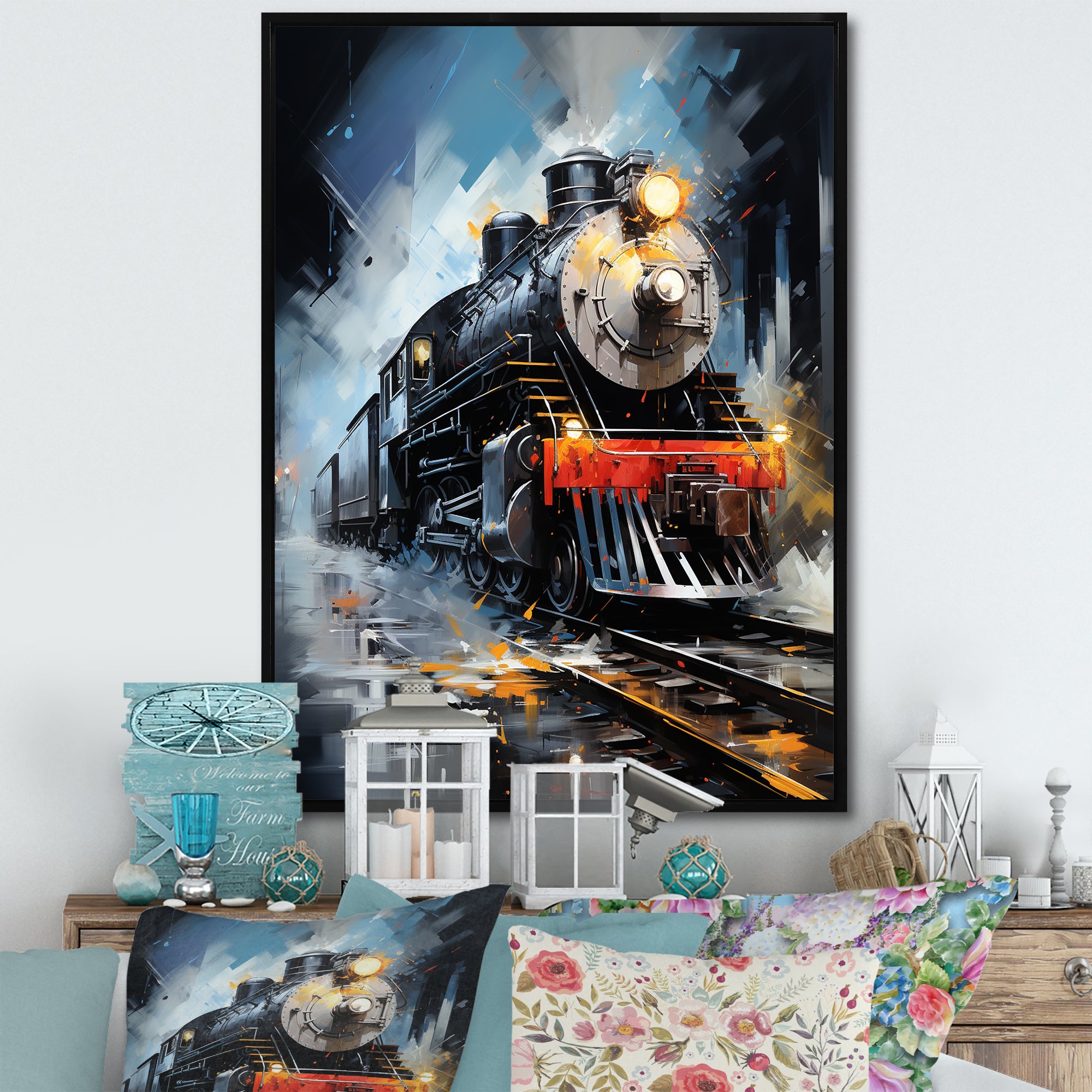 Abstract Train Fluid Motion - Train Canvas Wall Art