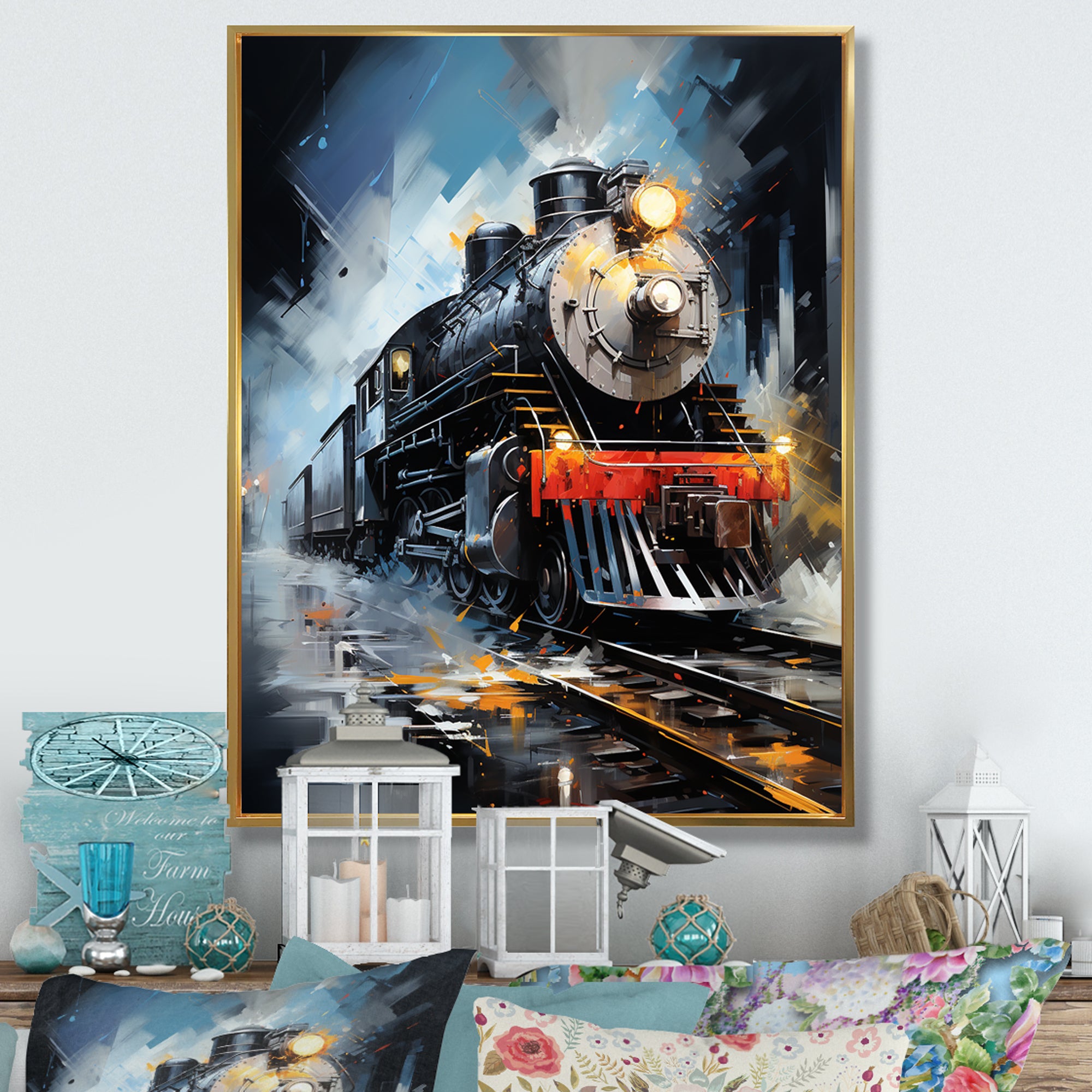 Abstract Train Fluid Motion - Train Canvas Wall Art