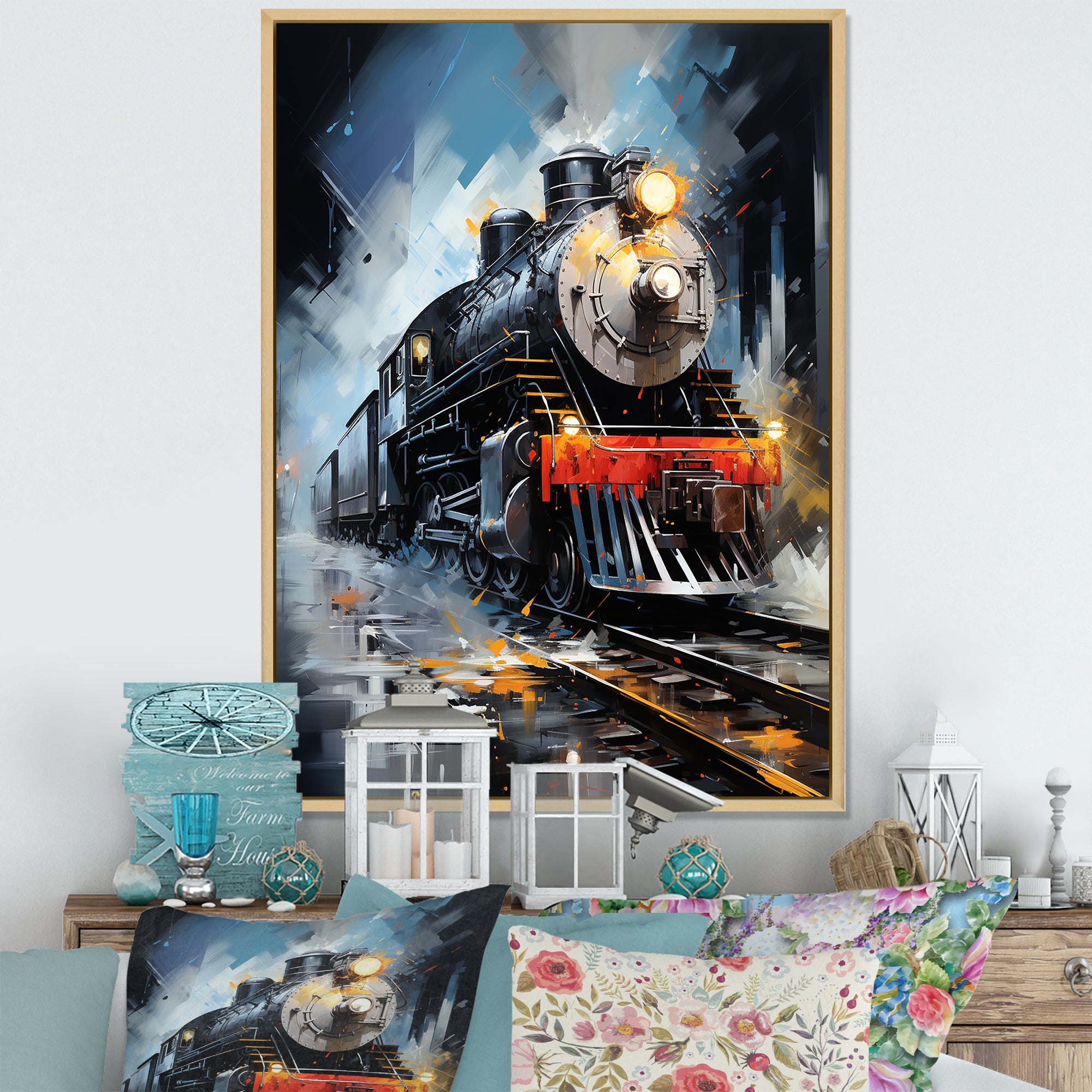 Abstract Train Fluid Motion - Train Canvas Wall Art