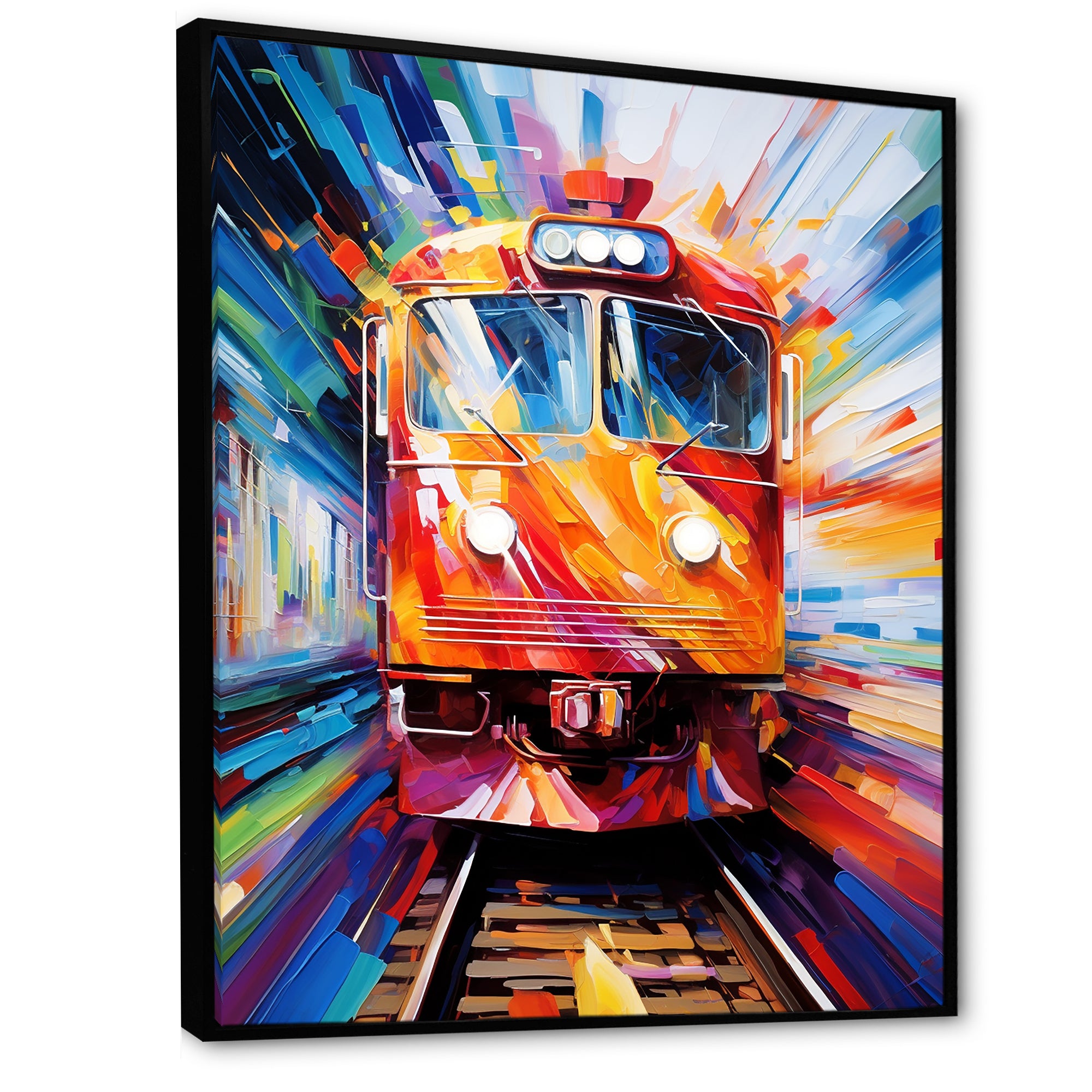 Abstract Train Fusion Of Colors - Train Canvas Wall Art