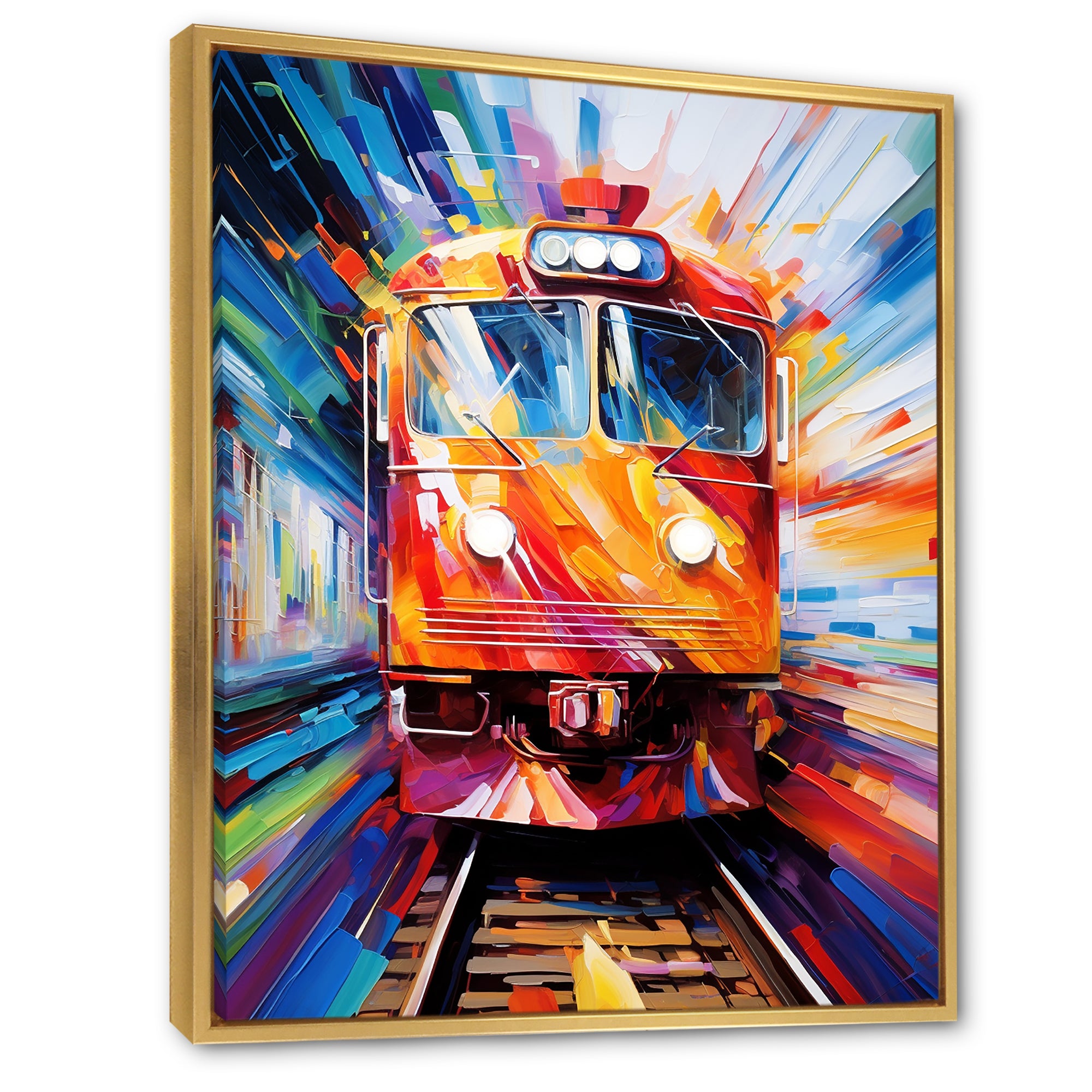 Abstract Train Fusion Of Colors - Train Canvas Wall Art