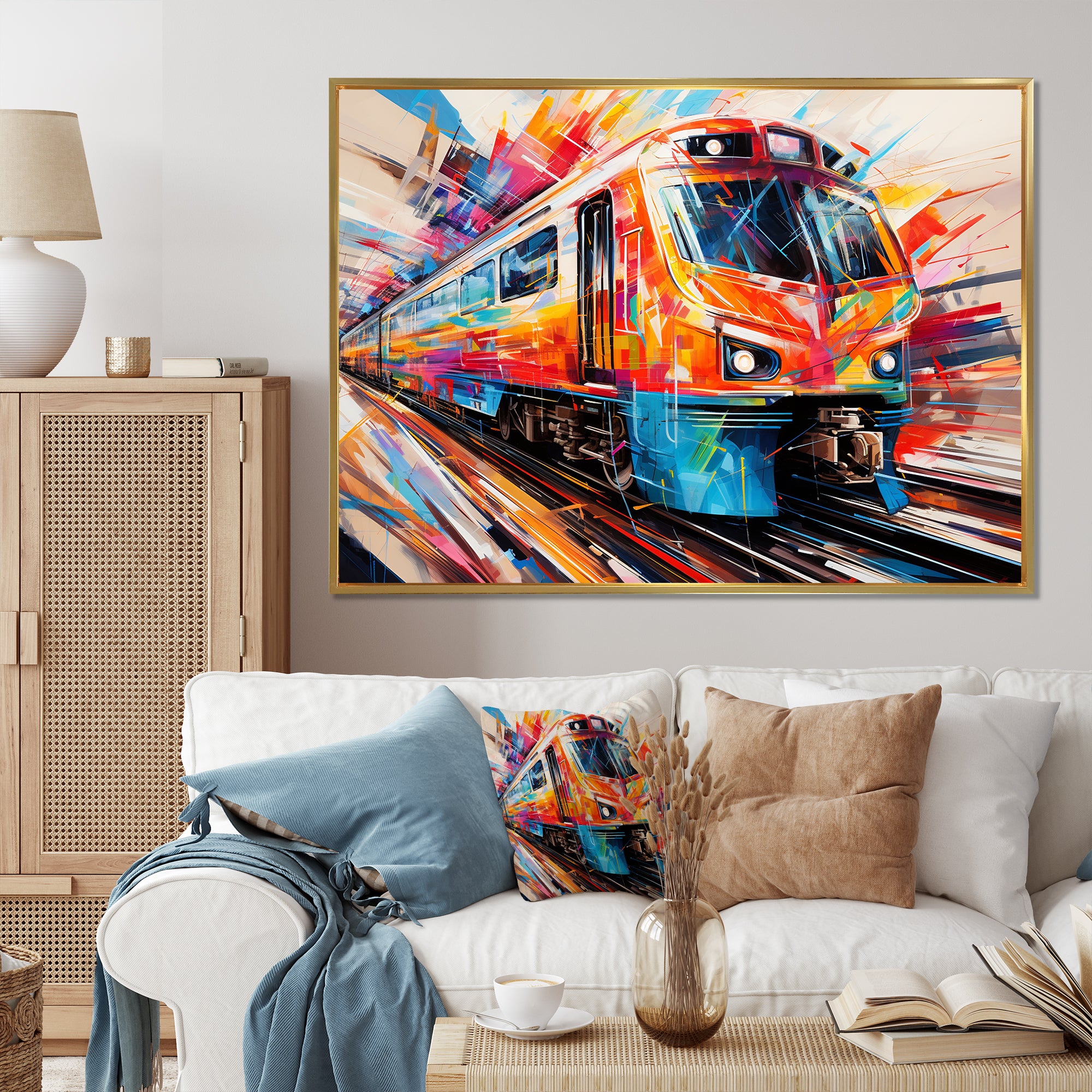Train Fusion Of Lines - Train Canvas Wall Art
