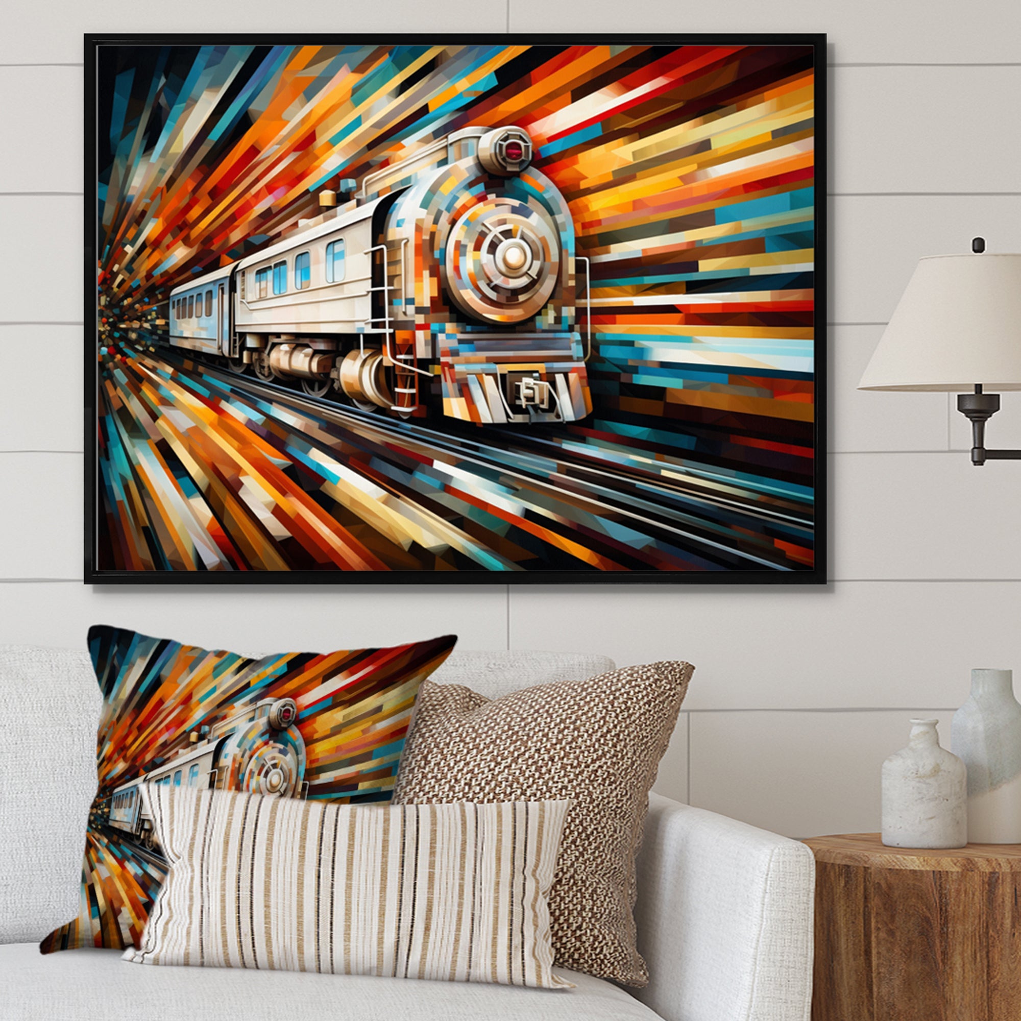 Abstract Train Geometric Express I - Train Canvas Wall Art