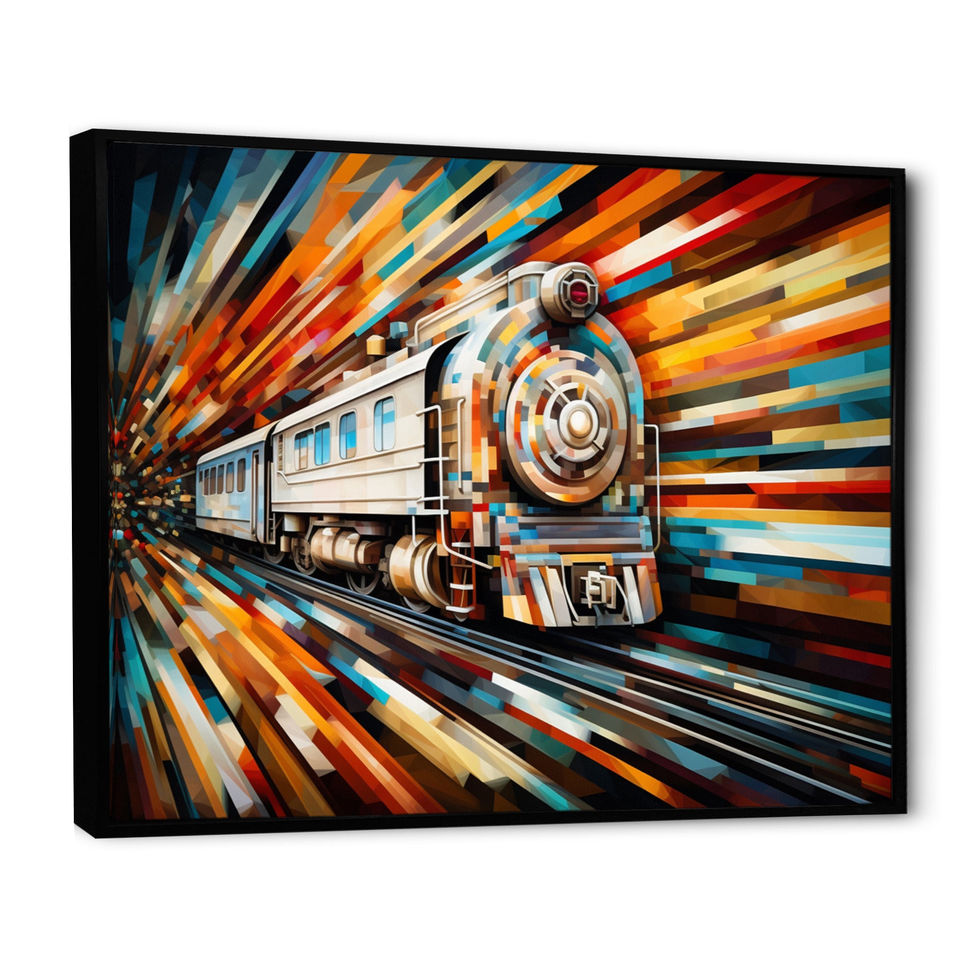 Abstract Train Geometric Express I - Train Canvas Wall Art