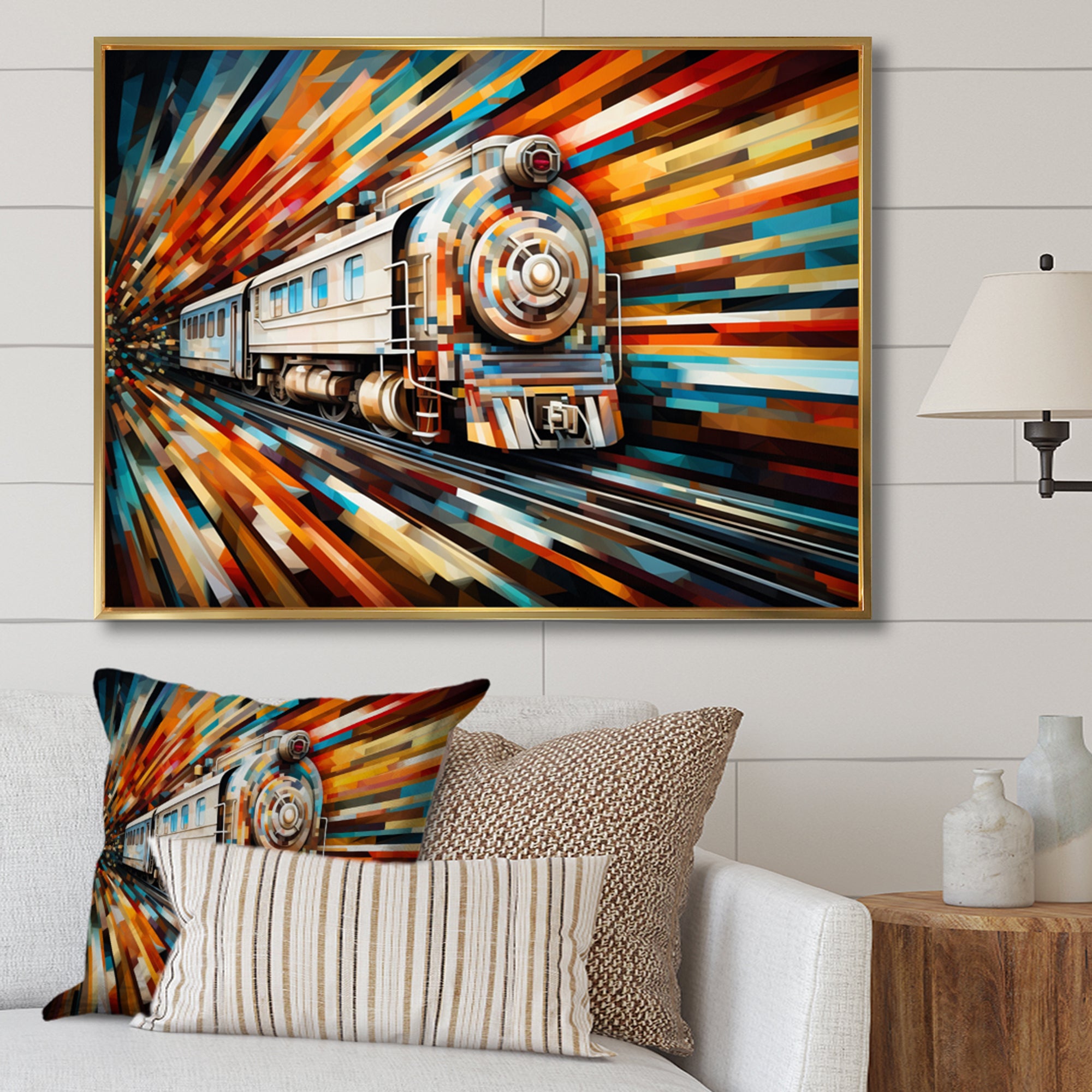 Abstract Train Geometric Express I - Train Canvas Wall Art
