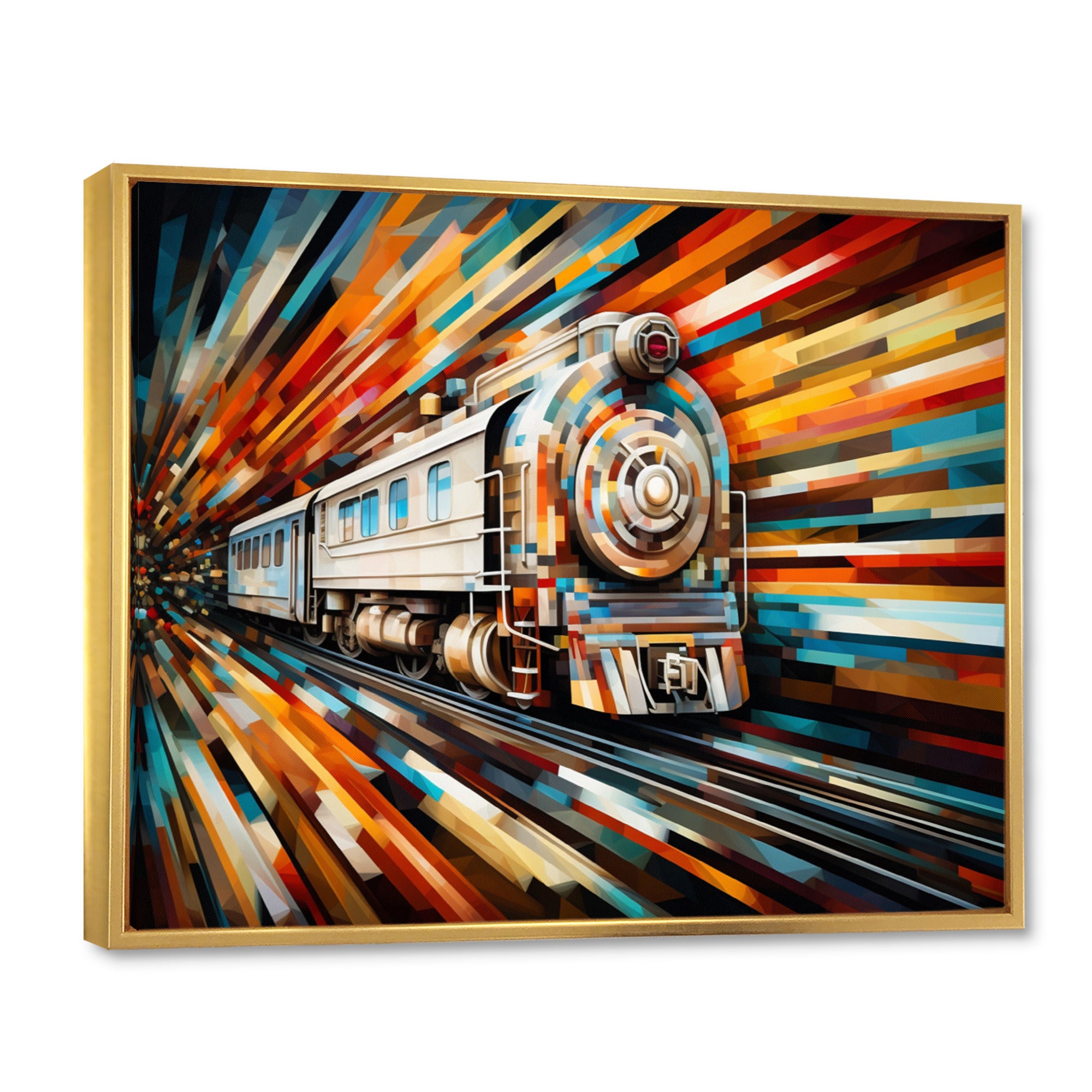 Abstract Train Geometric Express I - Train Canvas Wall Art