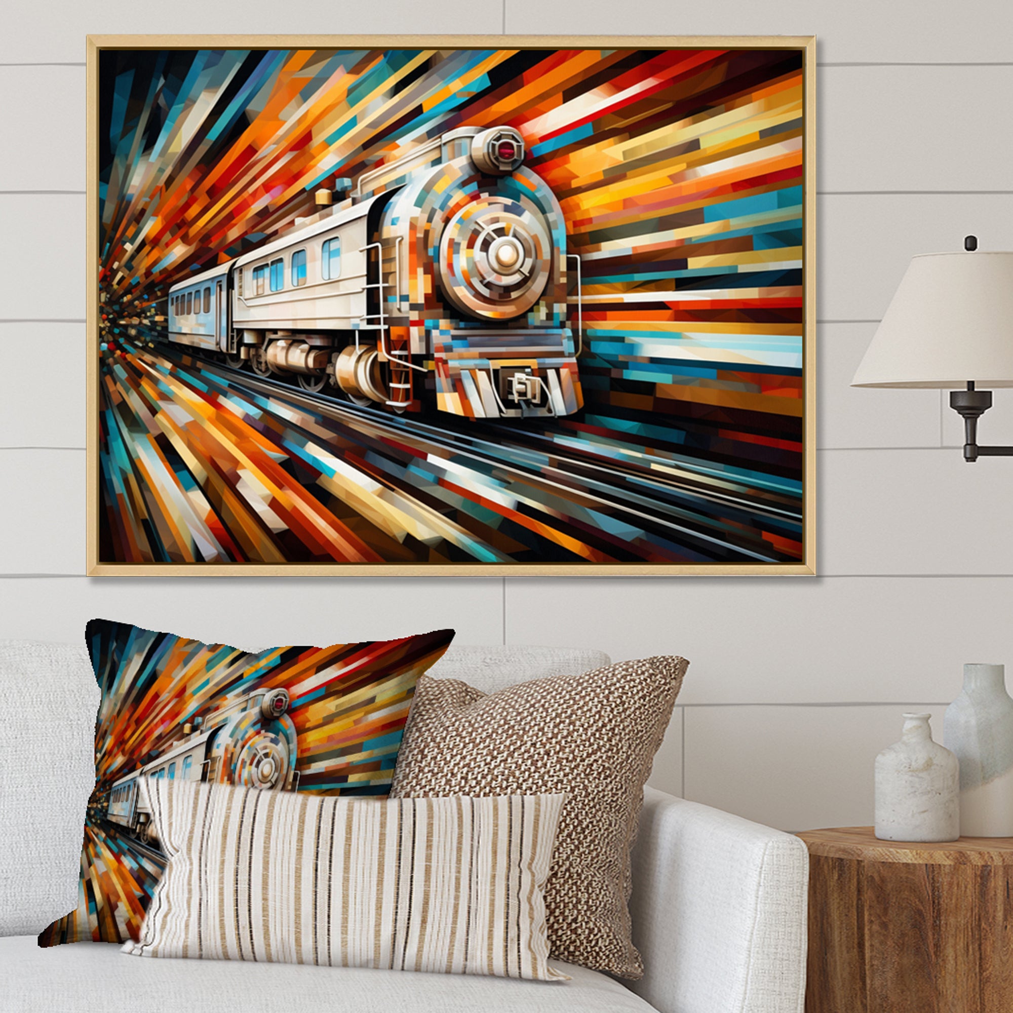 Abstract Train Geometric Express I - Train Canvas Wall Art