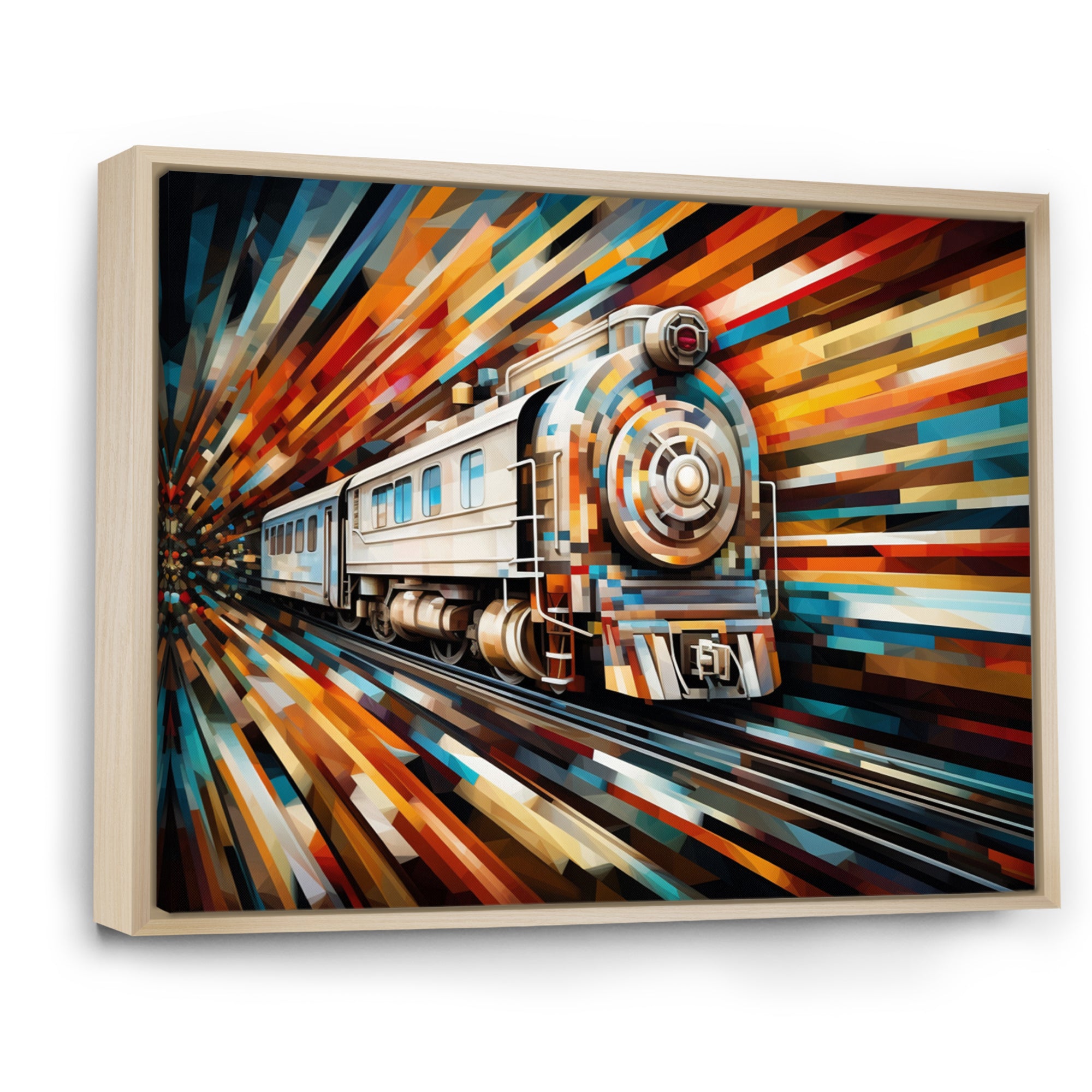 Abstract Train Geometric Express I - Train Canvas Wall Art