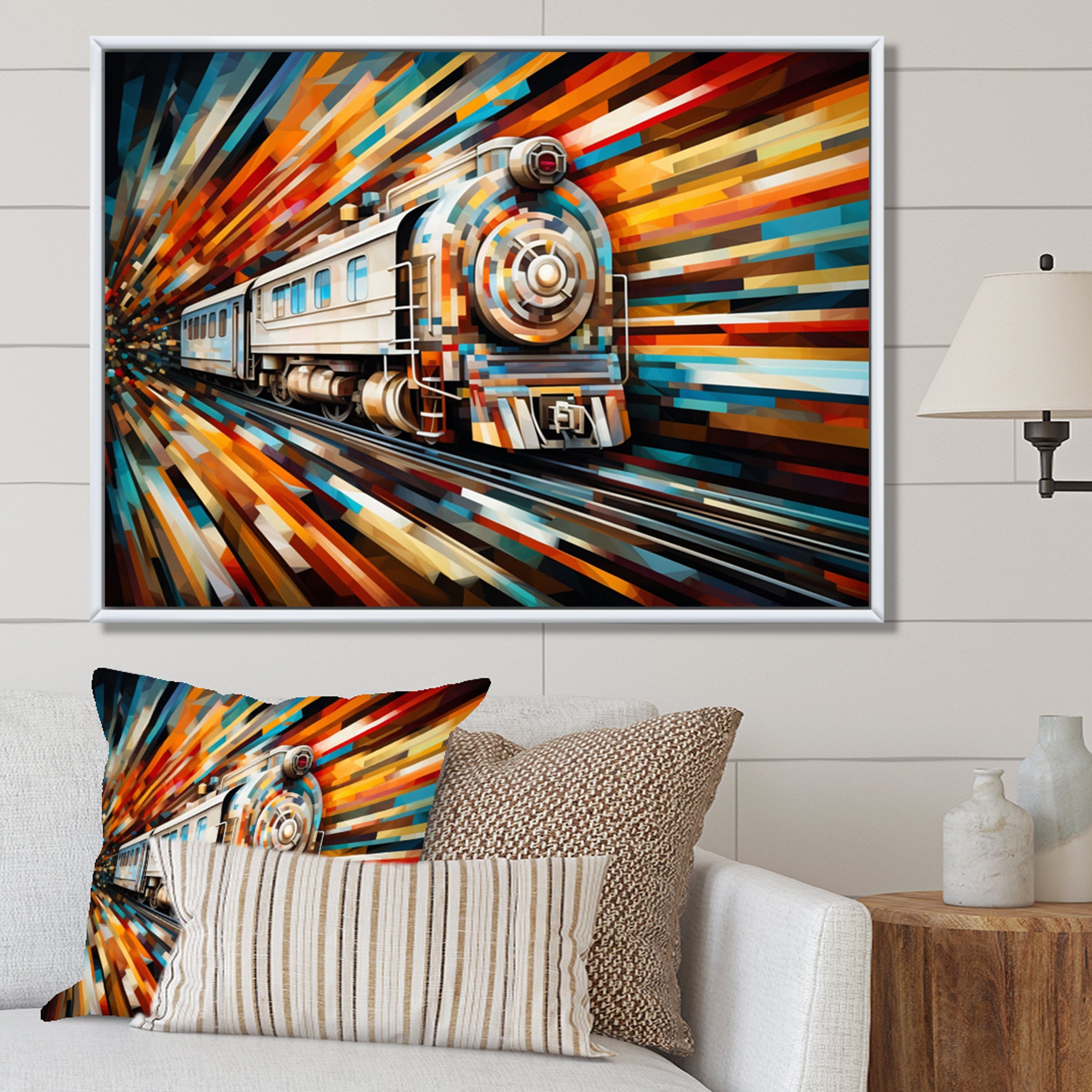 Abstract Train Geometric Express I - Train Canvas Wall Art