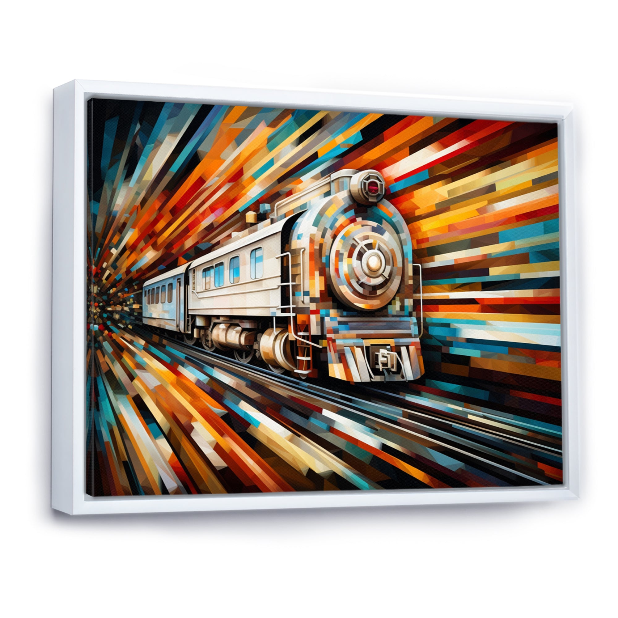 Abstract Train Geometric Express I - Train Canvas Wall Art