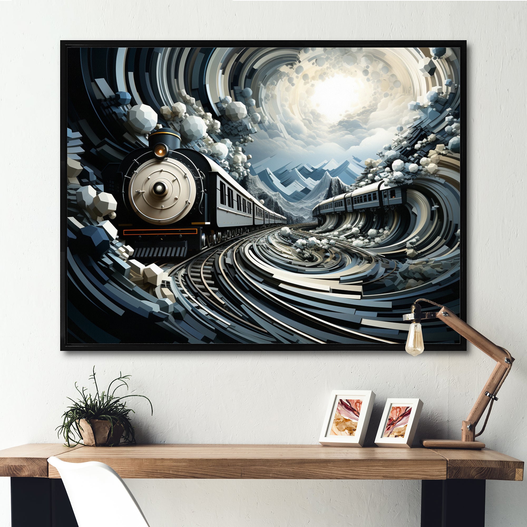 Train Geometric Momentum I - Train Canvas Wall Art