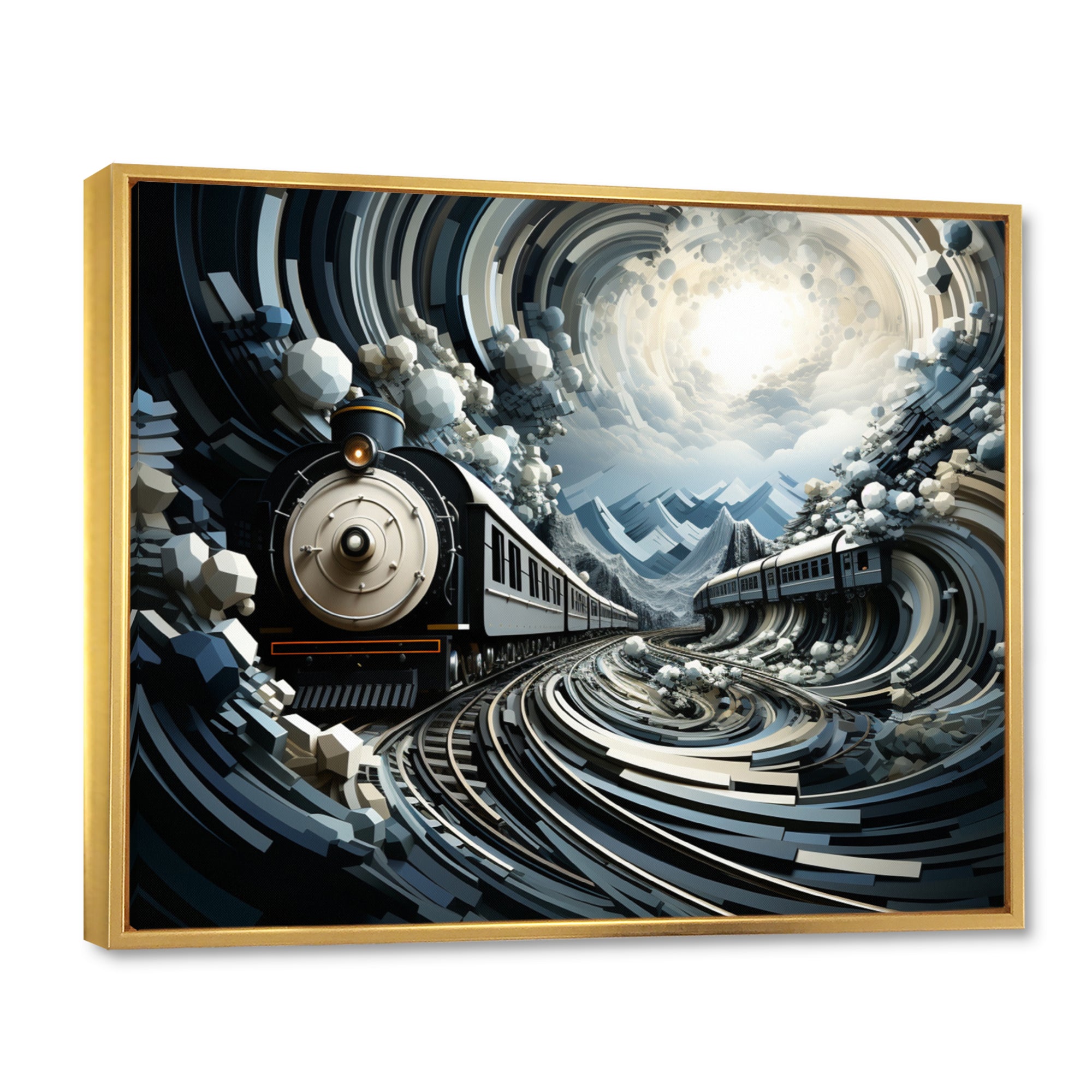 Train Geometric Momentum I - Train Canvas Wall Art