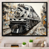 Grey Train Geometric Momentum - Train Canvas Wall Art