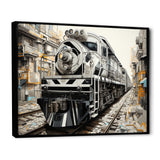 Grey Train Geometric Momentum - Train Canvas Wall Art