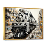 Grey Train Geometric Momentum - Train Canvas Wall Art