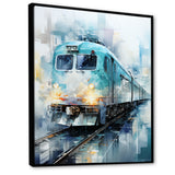 Teal Train Geometric Momentum I - Train Canvas Wall Art