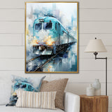 Teal Train Geometric Momentum I - Train Canvas Wall Art