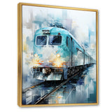 Teal Train Geometric Momentum I - Train Canvas Wall Art
