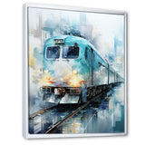 Teal Train Geometric Momentum I - Train Canvas Wall Art