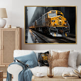 Yellow Grey Train Geometric Momentum Yellow I - Train Canvas Wall Art