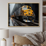Yellow Grey Train Geometric Momentum Yellow I - Train Canvas Wall Art