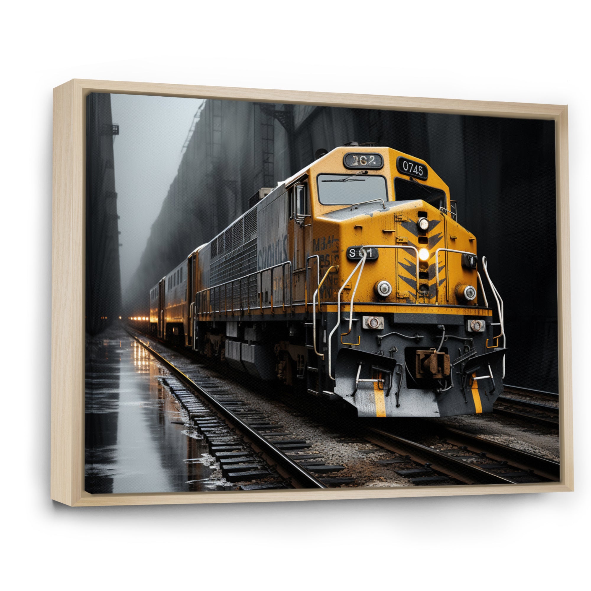 Yellow Grey Train Geometric Momentum Yellow I - Train Canvas Wall Art