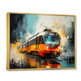 Orange Train Harmonious Contrasts - Train Canvas Wall Art