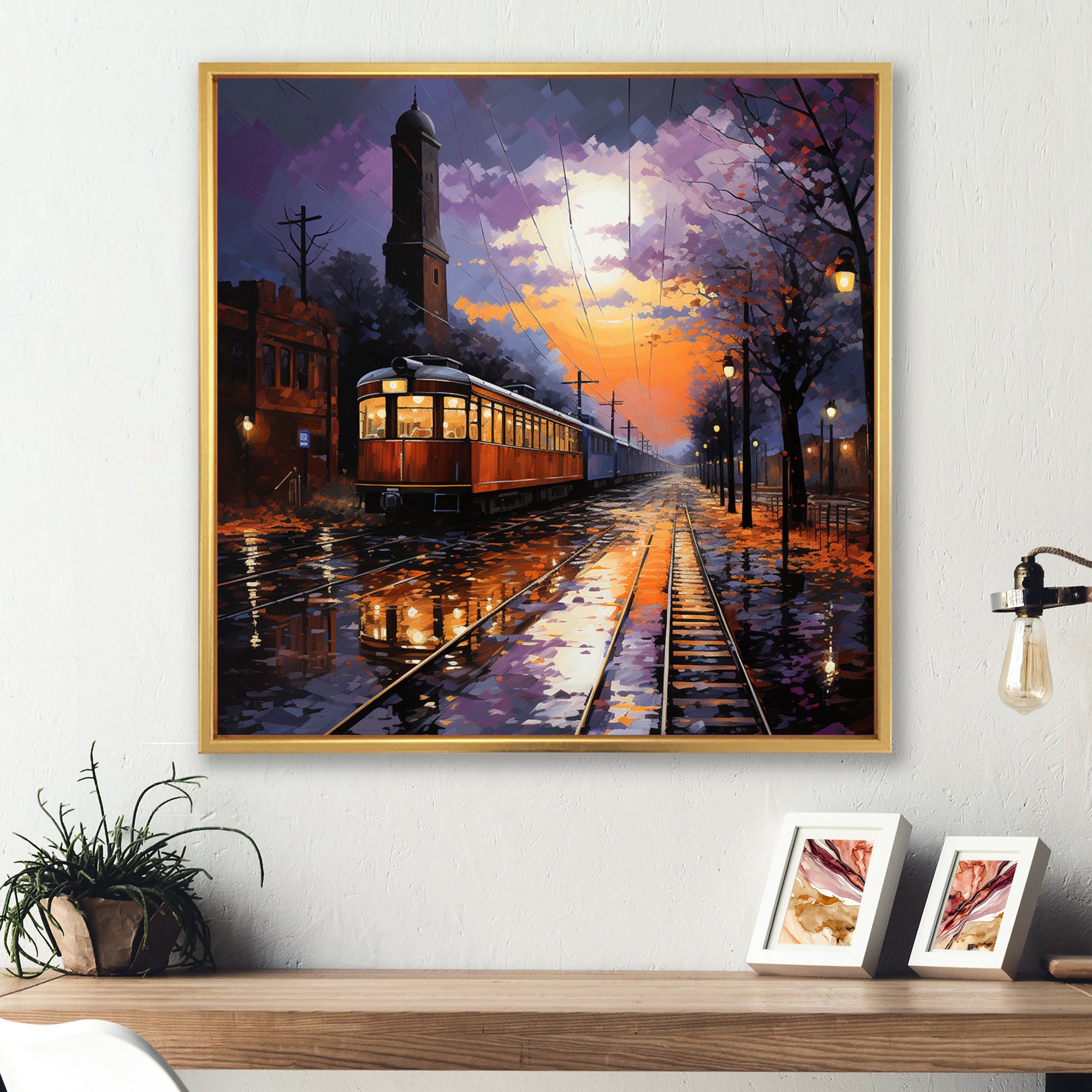 Train Industrial Elegance Pointillism I - Train Canvas Wall Art