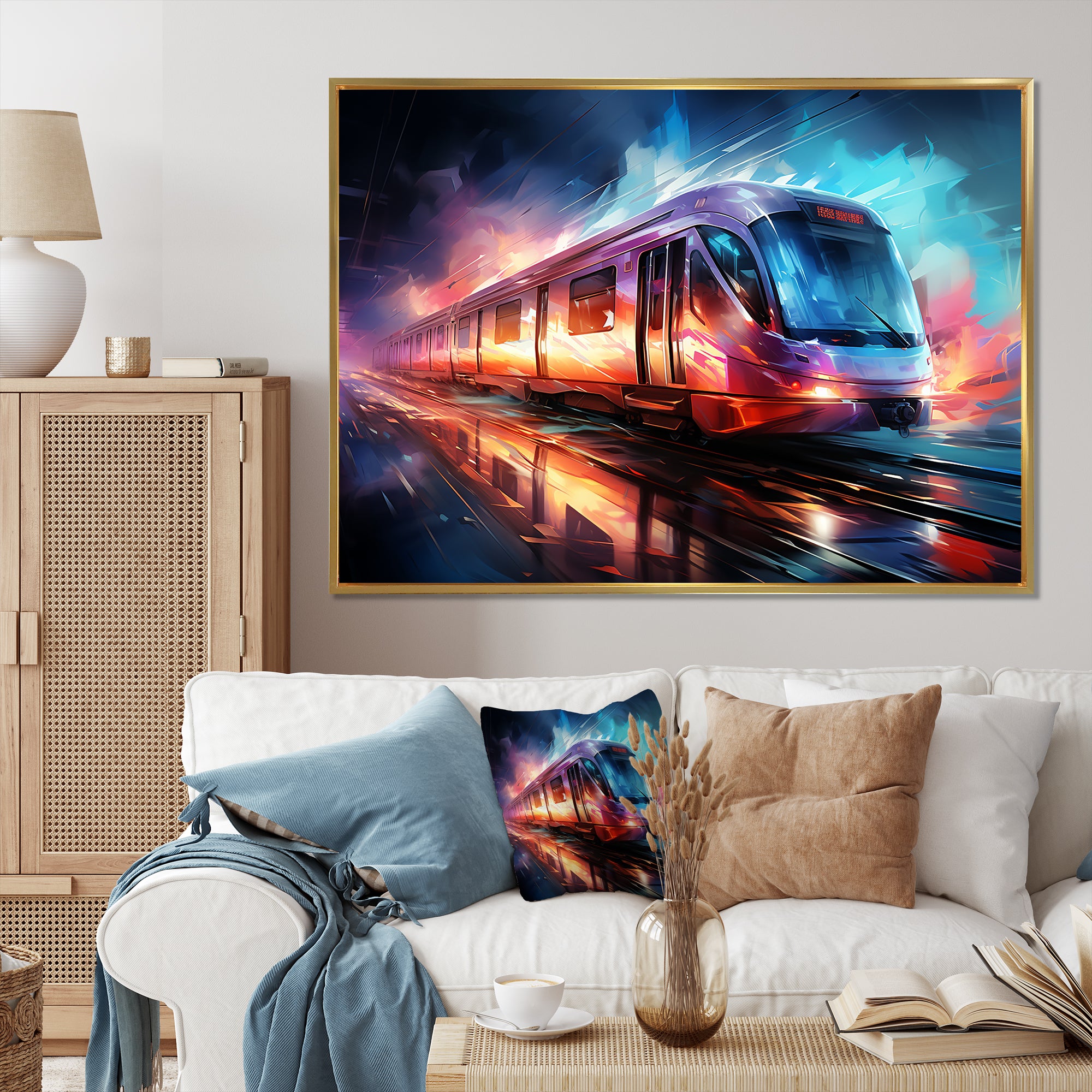 Abstract Train Luminous Journeys - Train Canvas Wall Art