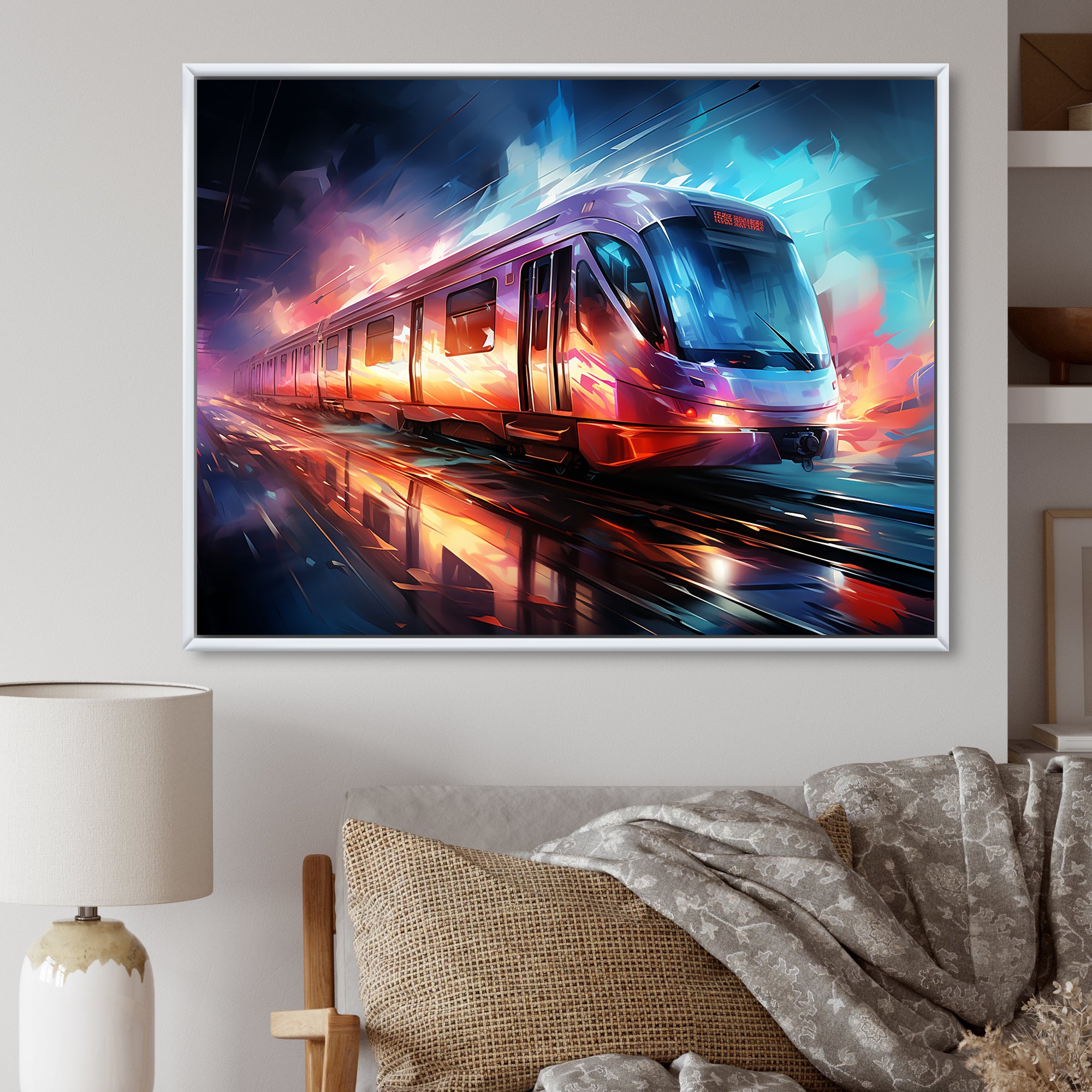 Abstract Train Luminous Journeys - Train Canvas Wall Art